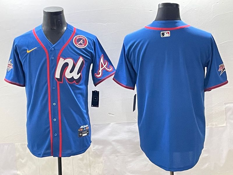 Men 2025 Atlanta Braves Blank Blue All star Blank Blue Nike MLB Jersey style 2->atlanta braves->MLB Jersey